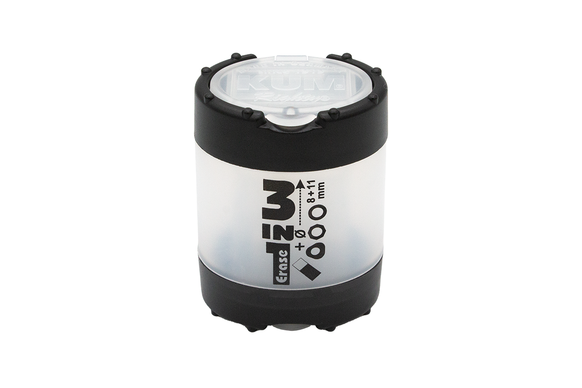 kum-3-in-1-doppelanspitzer-radiergummi-mit-beh-lter image 1