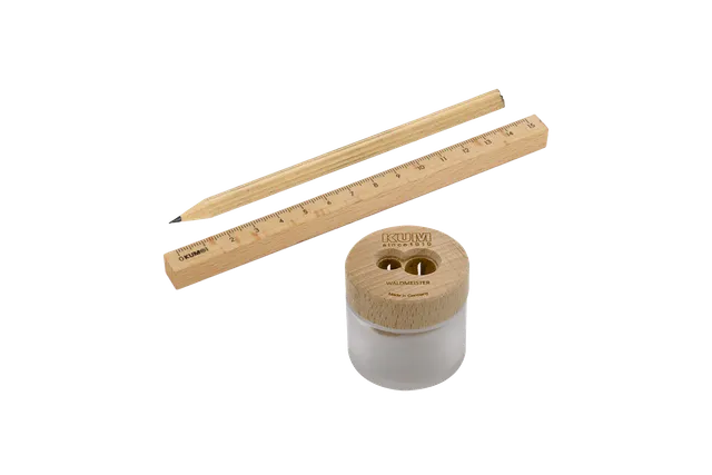 kum-waldmeister-anspitzer-set-mit-holzlineal-und-holzbleistift image 1