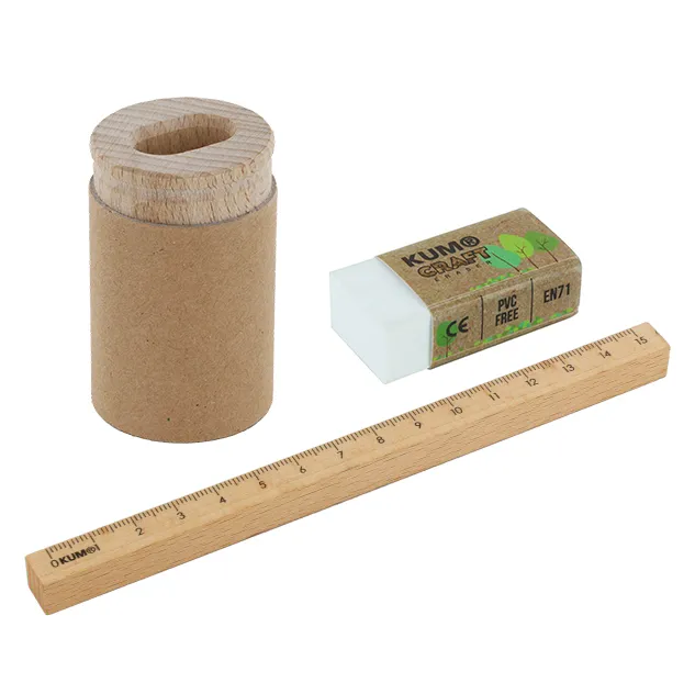 kum-wood-set-doppelanspitzer-8-mm-11-mm-mit-radierer-und-15-cm-lineal image 1