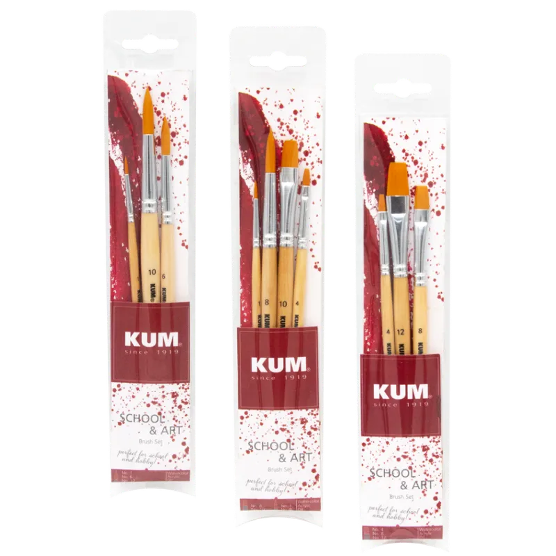 kum-school-art-pinsel-set-synthetik-rund-und-flachpinsel image 1