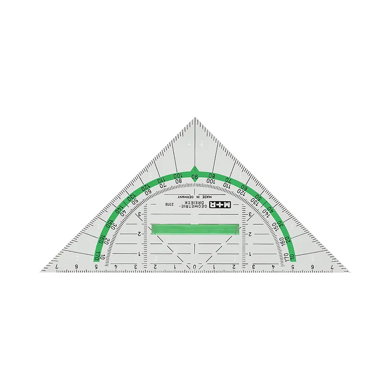 m-bius-ruppert-geometriedreieck-16-cm-mit-griff-im-etui-gr-n image 1
